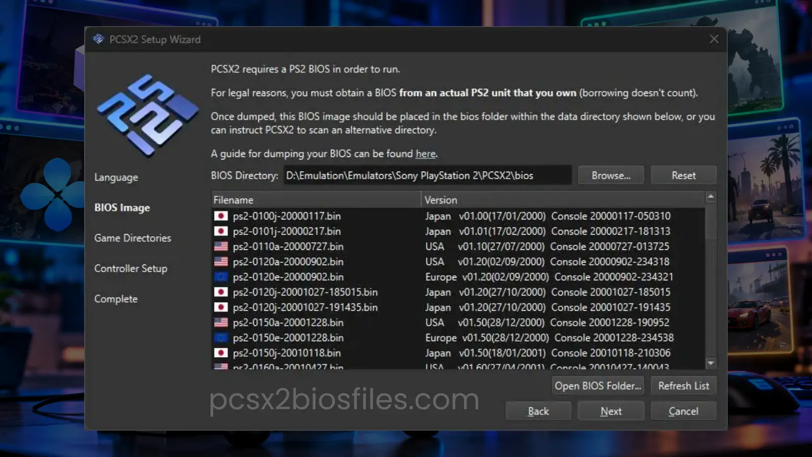 What are the different types of PS2 BIOS?